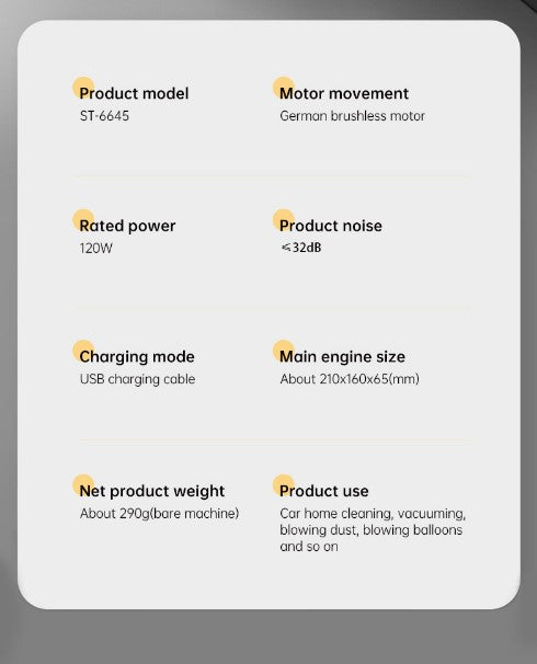 Car Mounted Mini Wireless Vacuum Cleaner for Both Dry And Wet Use, High-Power Portable High Suction  - Brushless Motor