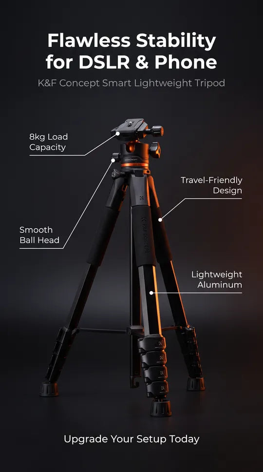 K&F Concept Smart Lightweight Camera & Phone Tripod – Flexible Travel Tripod